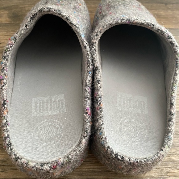 NEW FitFlop Women’s Shuv Soft Grey Speckled Felt Mules Clogs Slippers, Size US 6 - Picture 8 of 12
